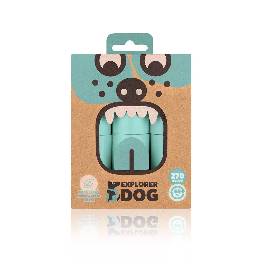 EXPLORER DOG menta illatú újrahasznosított kutyaürülék zacskók 270 db