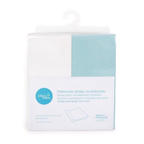 CEBA BABY Pelenkázó alátét huzat 50x70-80 cm 2 db Türkiz+Ecru