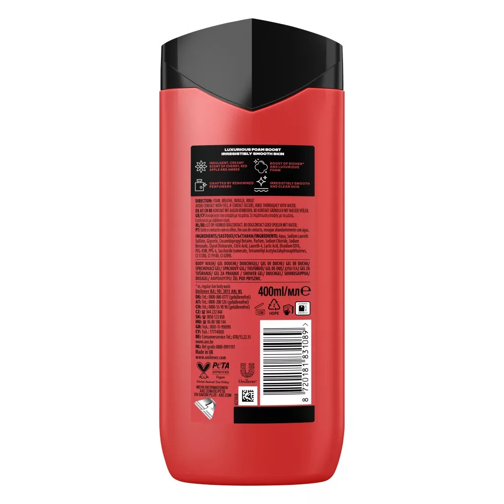 AXE Fine Fragrance Collection Cherry Fizz tusfürdő (3x400 ml) + AJÁNDÉK fémdoboz
