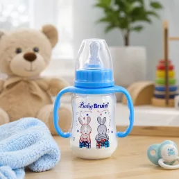   BabyBruin műanyag karcsúsított cumisüveg fogóval - kék (125 ml)