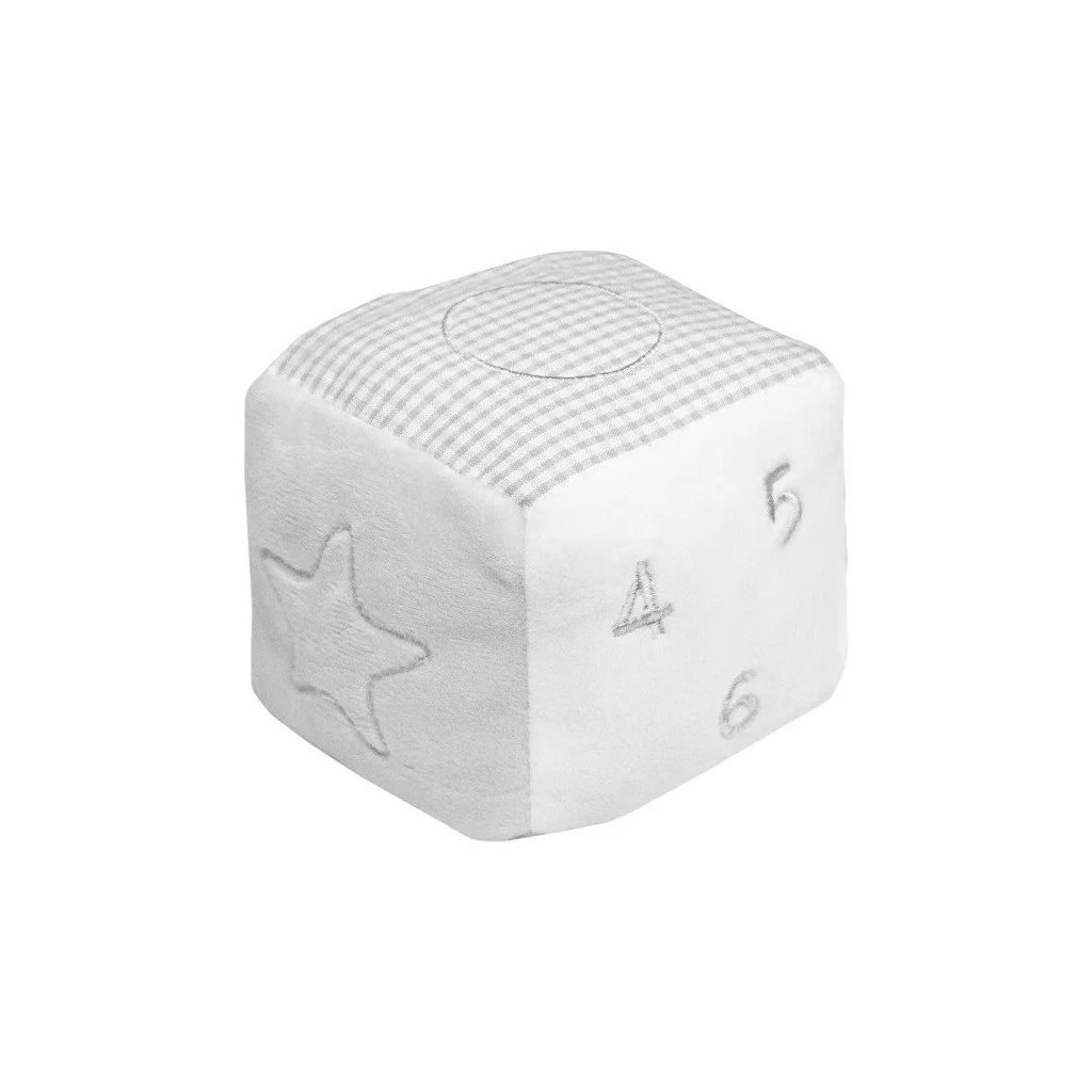 BabyBruin Plüss Csörgő kocka 8*8*8 cm - Szürke
