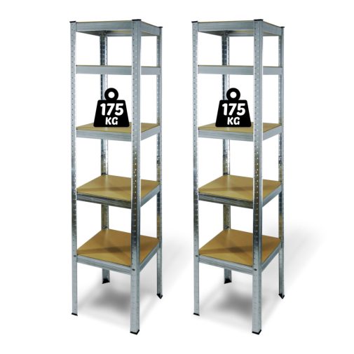 Fémpolc állvány - 5 szintes - fém - max. 175 kg - 180 x 40 x 40 cm