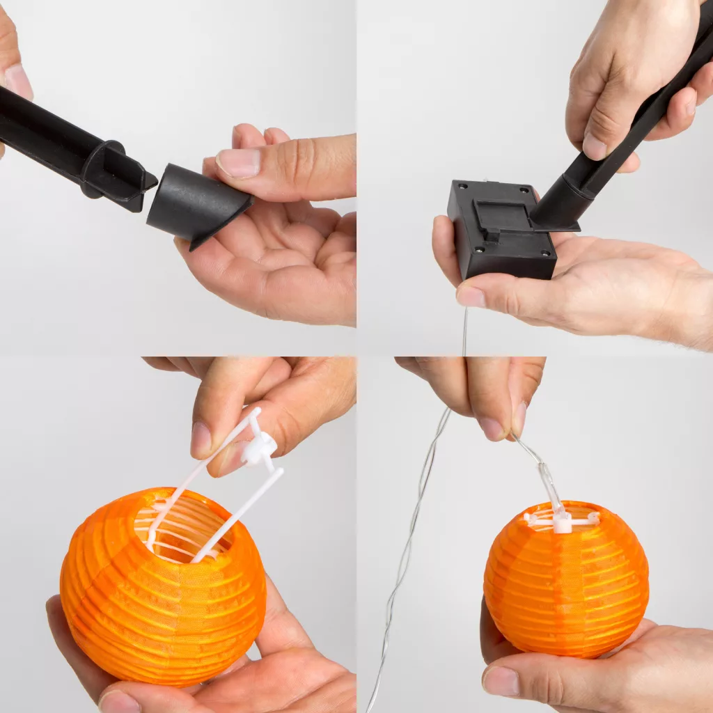 Szolár lampion fényfüzér - 10 db színes lampion, hidegfehér LED fénnyel (2,5 m)