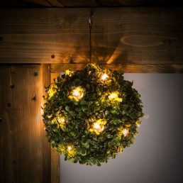   Szolár bukszus - felakasztható - 20 melegfehér LED (25 cm)