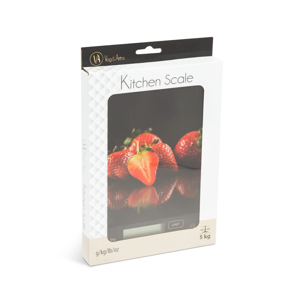 Konyhai mérleg - fekete epres mintával