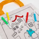 Színezhető ajándéktáska - kastély mintában - 4 filccel