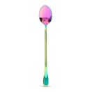 Rozsdamentes acél kávéskanál / latte macchiato kanál - szivárványos - 195 x 32 mm - 2 db / csomag