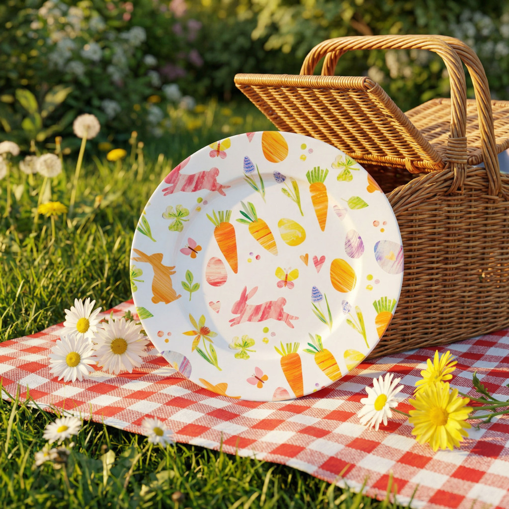 Húsvéti kínáló fém tálca répa mintával (33 cm)