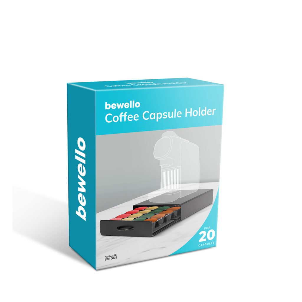 Fém kávékapszula tartó - 20 db Dolce Gusto kapszulákhoz matt fekte színben (300 x 240 x 70 mm )