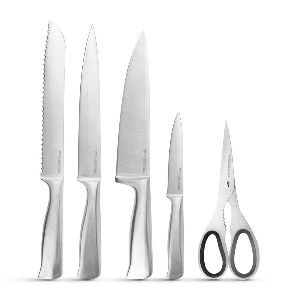 Bewello kés készlet tartóval - 7 részes - rozsdamentes acélból