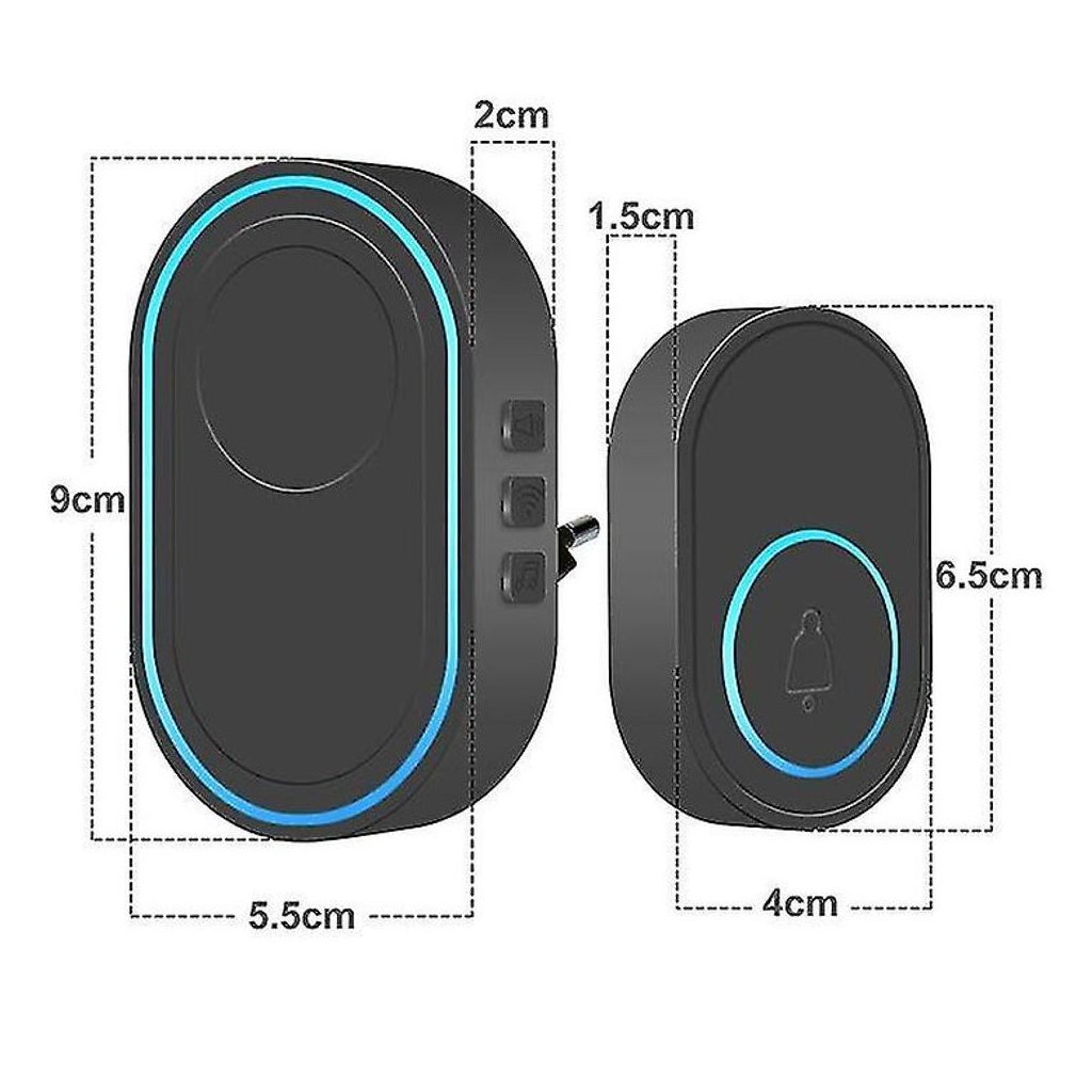 Vezeték nélküli csengő - 39 dallam - CR2032 - AC 220V - fekete
