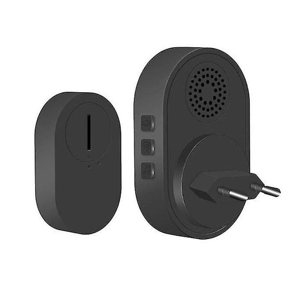 Vezeték nélküli csengő - 39 dallam - CR2032 - AC 220V - fekete