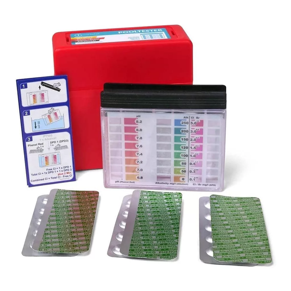 PoolTester PT500 vízelemző, tablettás, pH / Klór / Bróm / TA szint méréséhez