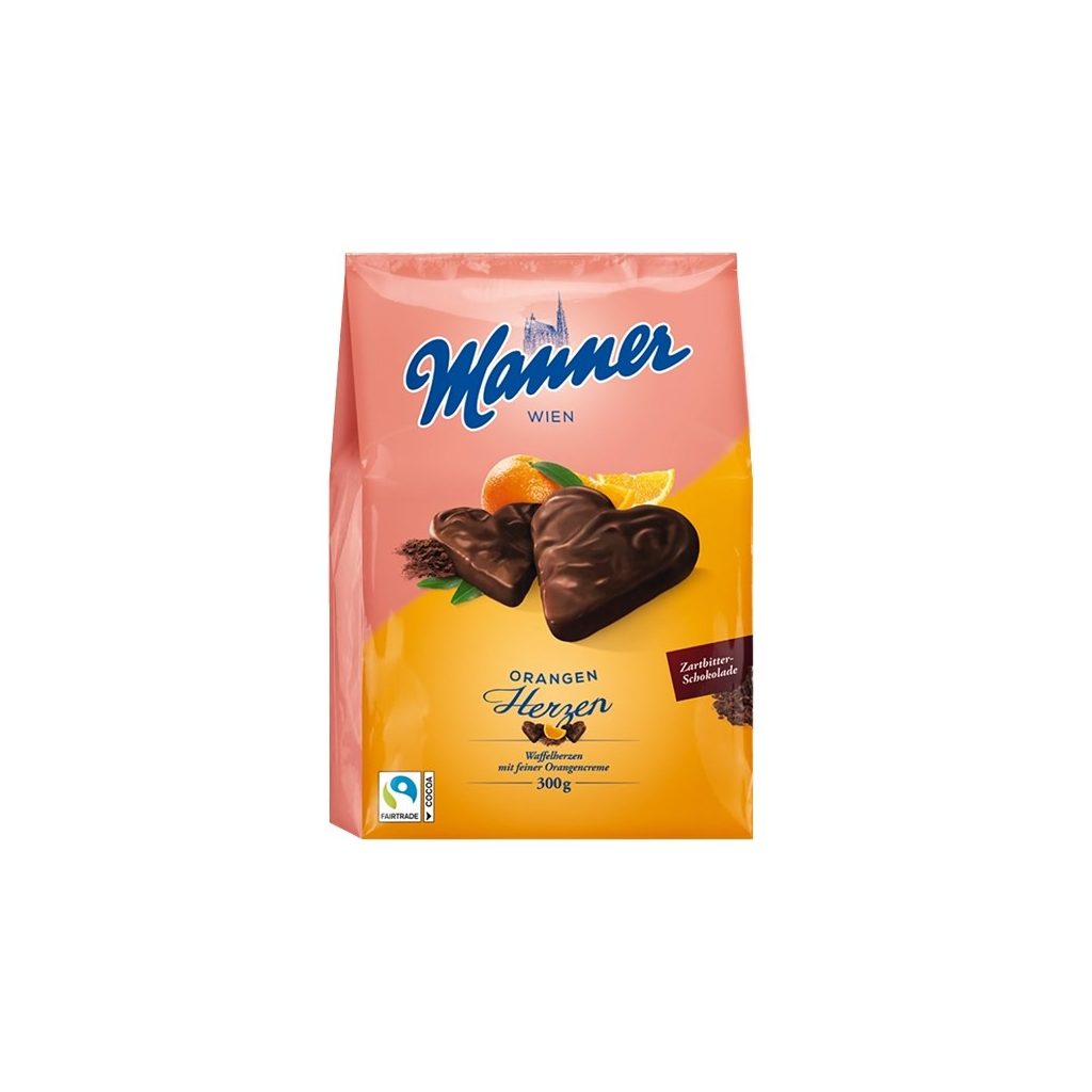 Manner szív alakú narancsos ostya (300 g)