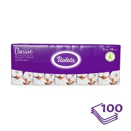   Violeta papírzsebkendő 3 rétegű - classic soft (10x10 db)