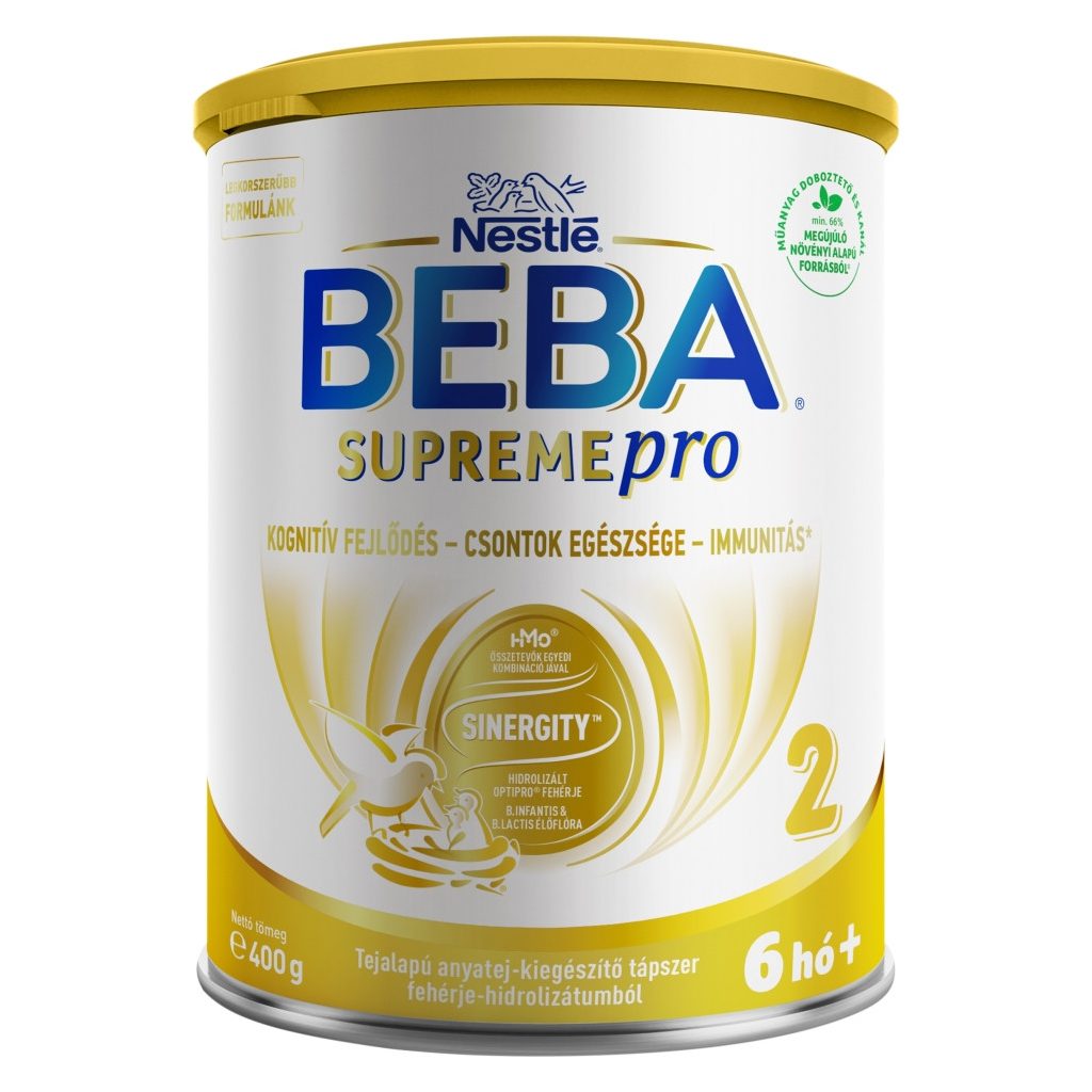 BEBA SupremePro 2 tejalapú anyatej-kiegészítő tápszer fehérje-hidrolizátumból 6 hó+ (400 g)