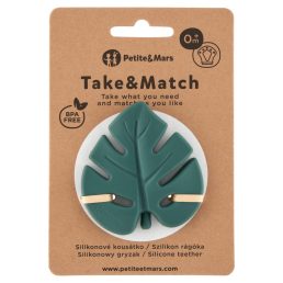   Petite&Mars Take and Match Levélke szilikon rágóka, 0 hó+ (mélyzöld)