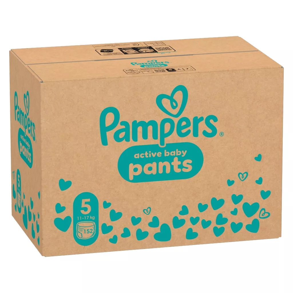 Pampers Pants bugyipelenka, Junior 5, 12-17 kg, 152 db + 2 csomag Lenor mosókapszula + öblítő
