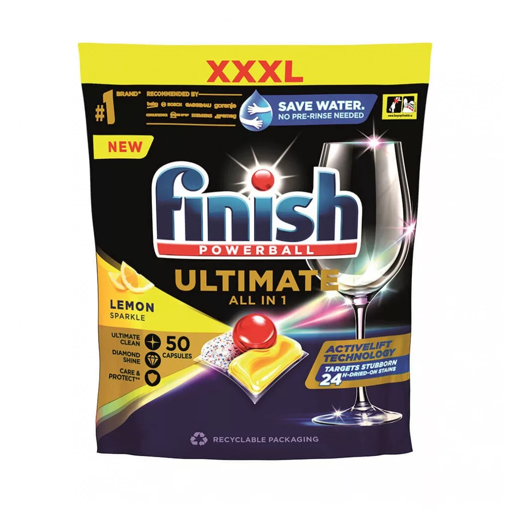 CSOMAGOLÁSSÉRÜLT - Finish Ultimate All in 1 mosogatógép-tabletta, citrom (50 db)