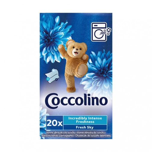 CSOMAGOLÁSSÉRÜLT - Coccolino illatosító kendő szárítógépbe, kék (20 db)