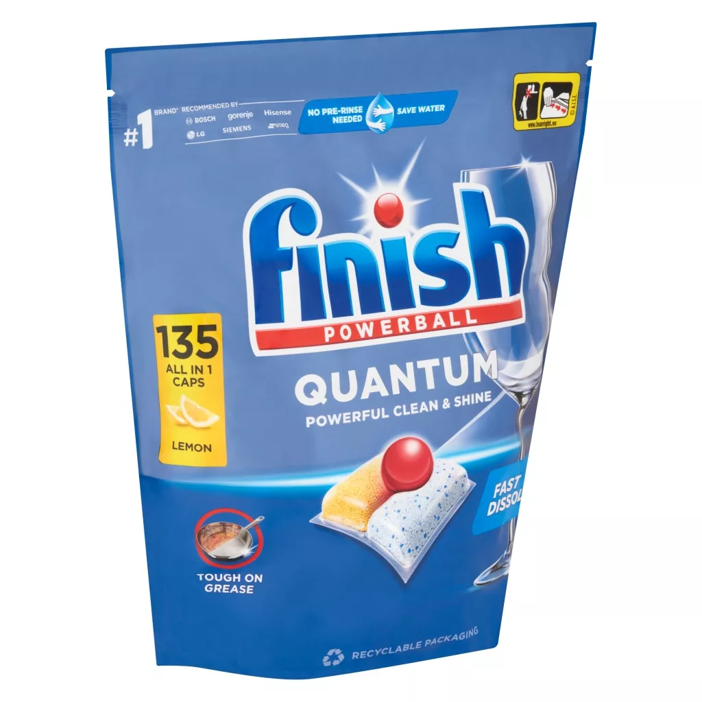 Finish Powerball Quantum All in 1 mosogatógép-kapszula, lemon (135 db)