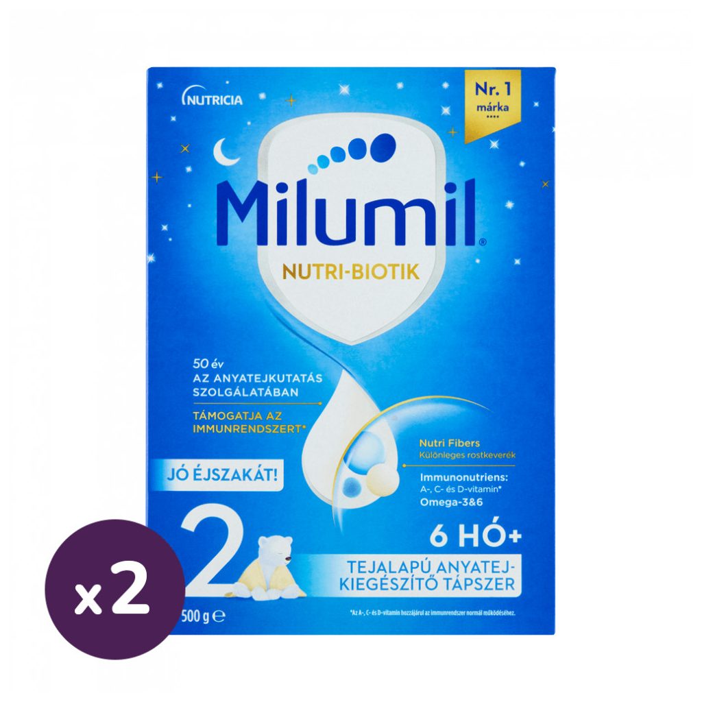 Milumil Jó éjszakát! 2 tejalapú, anyatej-kiegészítő tápszer 6 hó+ (2x500 g)