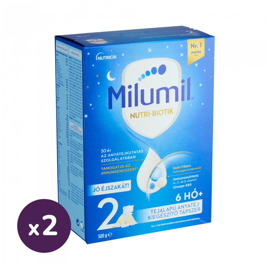 Milumil Jó éjszakát! 2 tejalapú, anyatej-kiegészítő tápszer 6 hó+ (2x500 g)