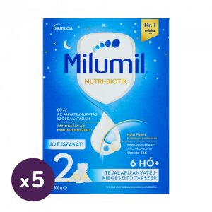 Milumil Jó éjszakát! 2 tejalapú, anyatej-kiegészítő tápszer 6 hó+ (5x500 g)