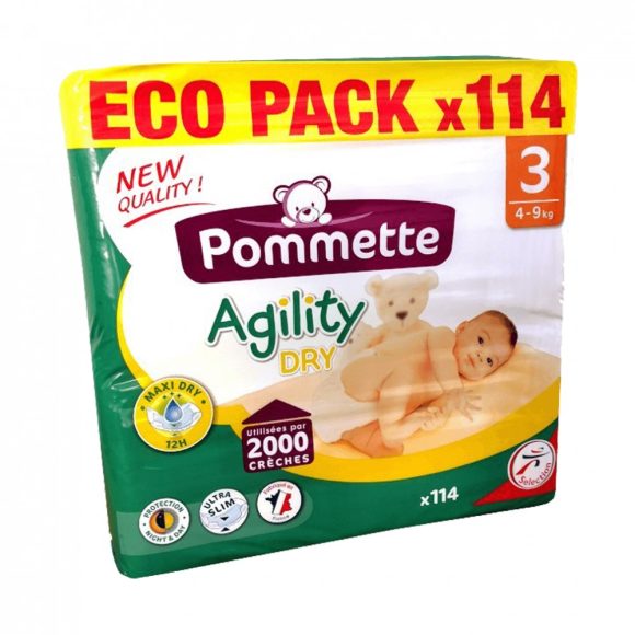 Pommette Agility Dry Eco Pack pelenka, Midi 3, 4-9 kg, 114 db