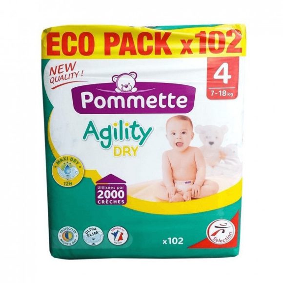 Pommette Agility Dry Eco Pack pelenka, Maxi 4, 7-18 kg, 102 db