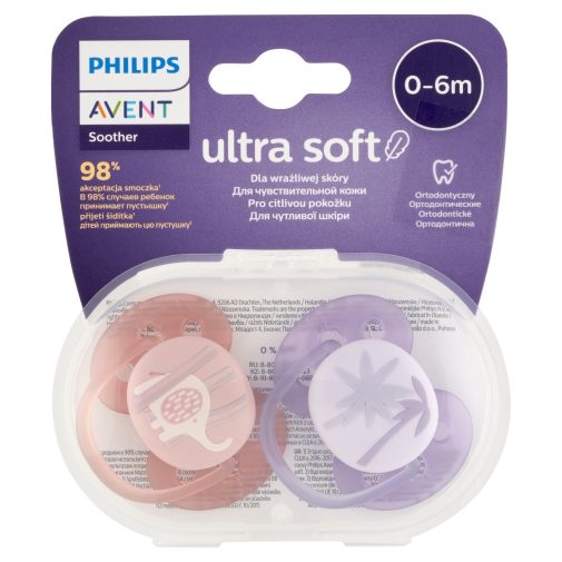 Philips AVENT SCF091/09 Ultrasoft Premium játszócumi 0-6hó lányos, 2 db (állatos)