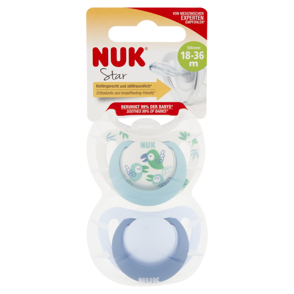 NUK Star szilikon cumi 18-36hó 2 db (fiú)