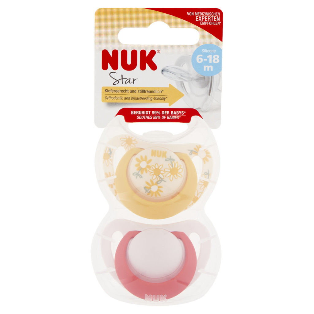 NUK Star szilikon cumi 6-18hó 2 db (lány)