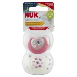   NUK Star Night&Day szilikon játszó- és altatócumi 18-36 hó 2 db (lány)