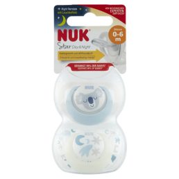   NUK Star Night&Day szilikon játszó- és altatócumi 0-6 hó 2 db (fiú)