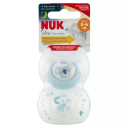   NUK Star Night&Day szilikon játszó- és altatócumi 0-6 hó 2 db (fiú)