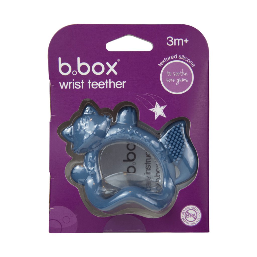 B.box csuklóra tehető rágóka (kék róka)