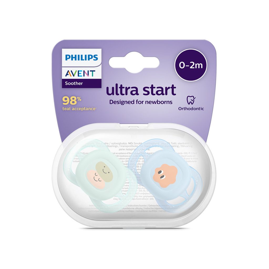 Philips AVENT SCF075/04 Ultra start játszócumi mintás 0-2hó, fiús (2 db)