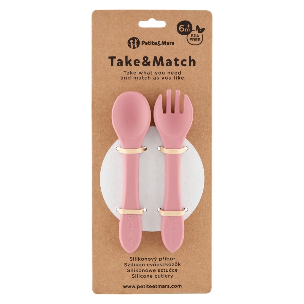 Petite&Mars Take and Match Szilikon evőeszköz szett, 6hó+ (rózsa)