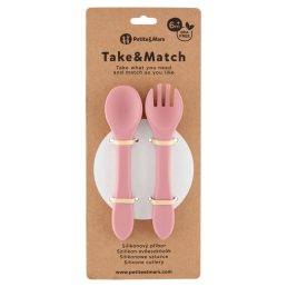   Petite&Mars Take and Match Szilikon evőeszköz szett, 6hó+ (rózsa)