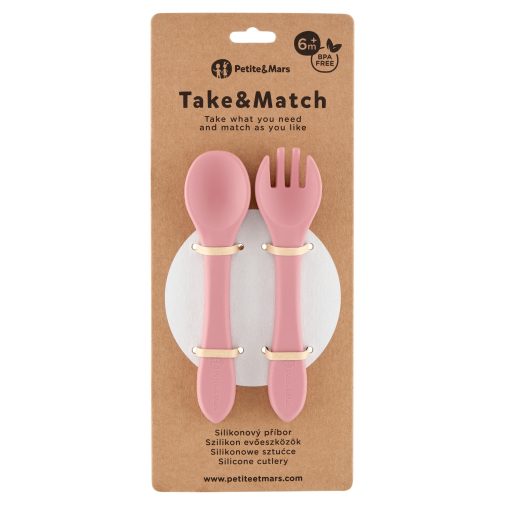 Petite&Mars Take and Match Szilikon evőeszköz szett, 6hó+ (rózsa)