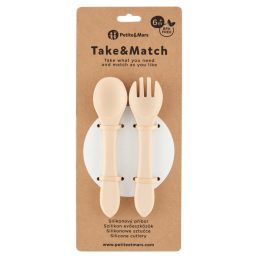   Petite&Mars Take and Match Szilikon evőeszköz szett, 6hó+ (homok)