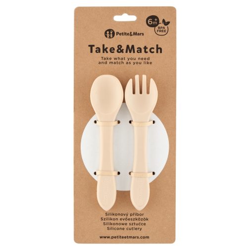 Petite&Mars Take and Match Szilikon evőeszköz szett, 6hó+ (homok)