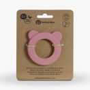 Petite&Mars Beary szilikon rágóka csörgővel, 0 hó+ (rózsa)