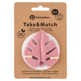   Petite&Mars Take and Match Levélke szilikon rágóka, 0 hó+ (rózsa)