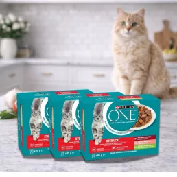   Purina One Sterilcat alutasakos macskaeledel marhával, lazaccal és pulykával (36x85 g)