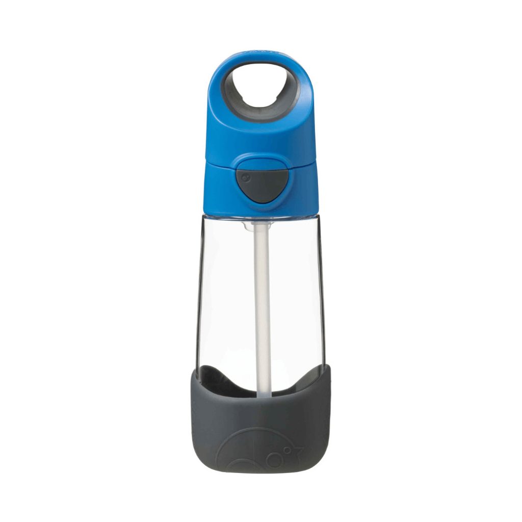 B.box szívószálas tritán kulacs 450 ml (kék-szürke)