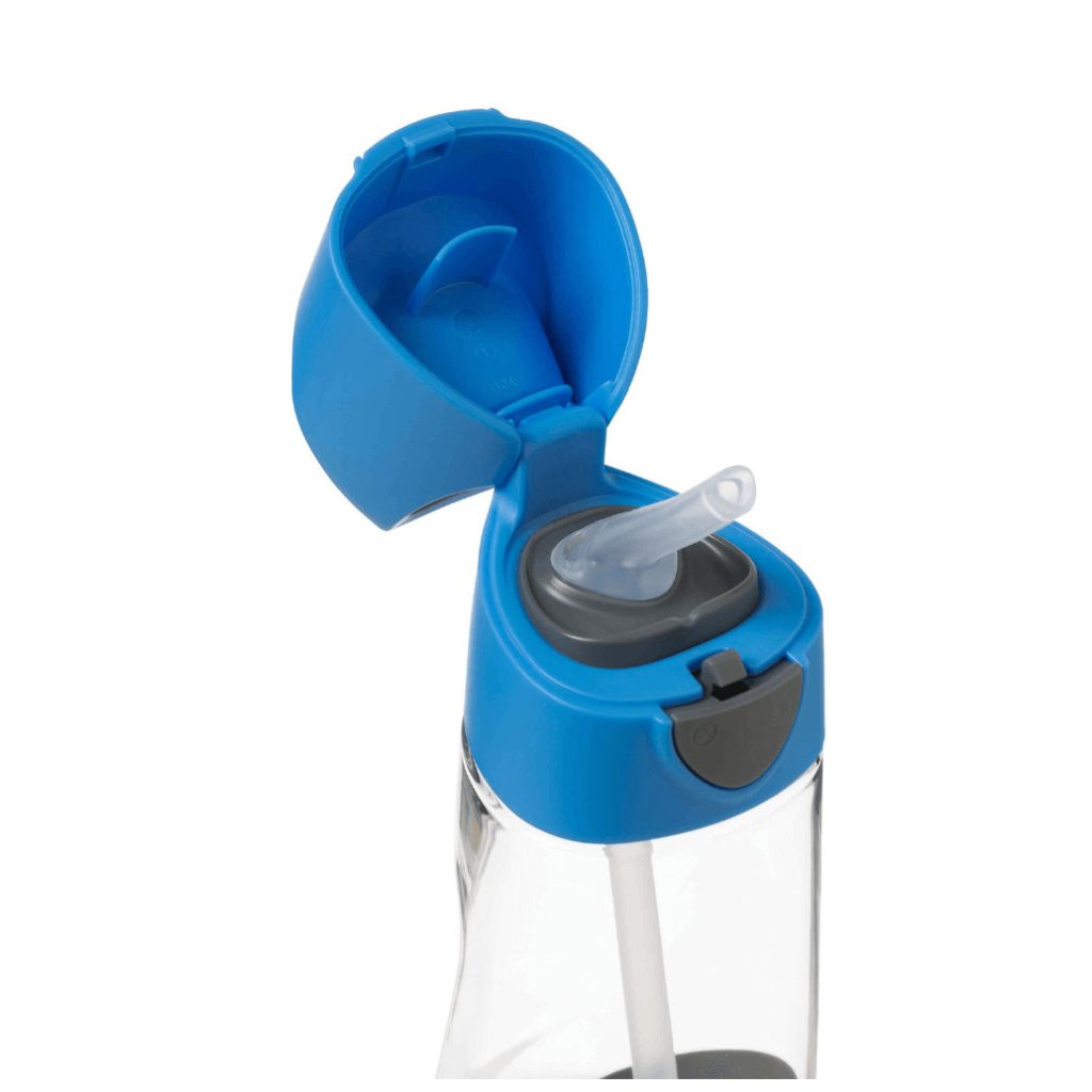 B.box szívószálas tritán kulacs 450 ml (kék-szürke)