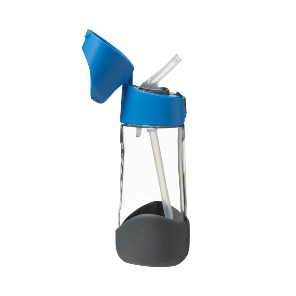 B.box szívószálas tritán kulacs 450 ml (kék-szürke)