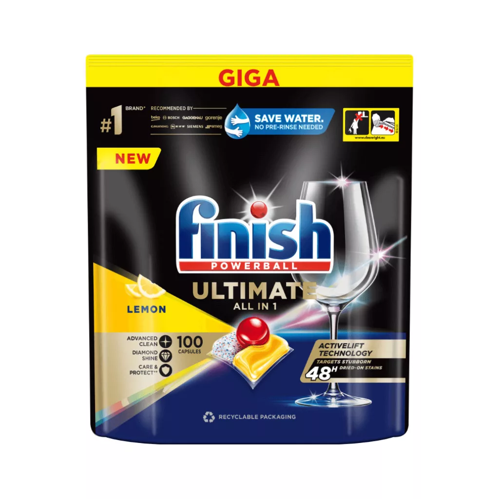Finish Powerball Ultimate All in 1 mosogatógép-kapszula, lemon (100 db)